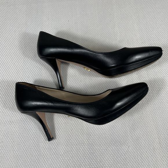 Prada Black Leather Pointed Toe Platform Pumps Size 37.5 US 7 - Picture 11 of 13
